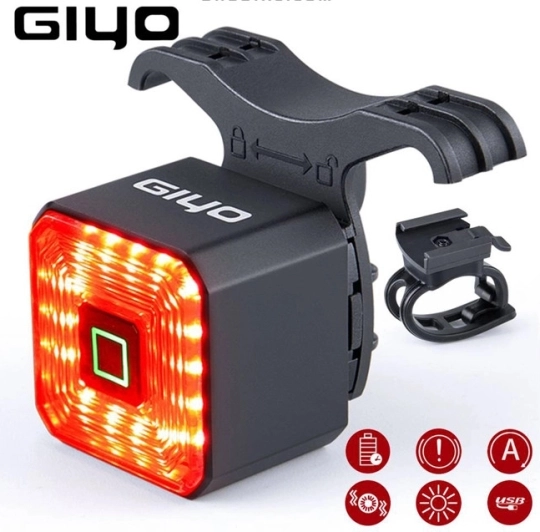                                      Đèn hậu pin sạc gắn yên xe đạp cảm biến chuyển động GIYO GY-01                                
